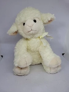 Russ Berrie Woolo Lamm Plüschtier 12 Zoll Stofftier gelbe Schleife zotteliges Schaf gebraucht - Bild 1 von 6