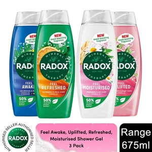 Gel de ducha terapia mineral Radox con nueva fragancia estimulante del estado de ánimo 675 ml, paquete de 3 - Imagen 1 de 45