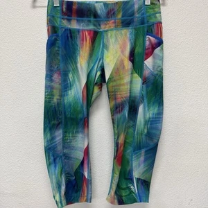 Athleta Womens Leggings Size XS Green Tropea Dobby Be Free Knickers Crop - Picture 1 of 6