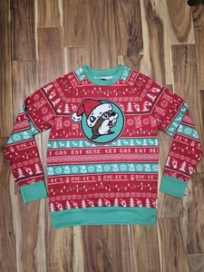 Bucees Christmas Ugly Sweater Santa Biber rot grün Strick Urlaub Pullover L - Bild 1 von 9