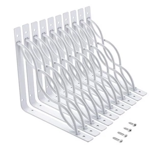 10 Pack Shelf Brackets 8 Inch Decorative Support Corner Brace Joint Right Angle - Picture 1 of 6