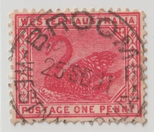 WESTERN AUSTRALIA QV SWAN CARMINE POSTMARK CANCEL BROOME USED 11A22 - Picture 1 of 2