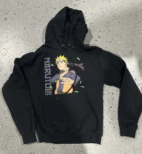 Naruto Shippuden Sudadera con Capucha Pullover Negra Sudadera Anime Pequeña Usada - Imagen 1 de 1