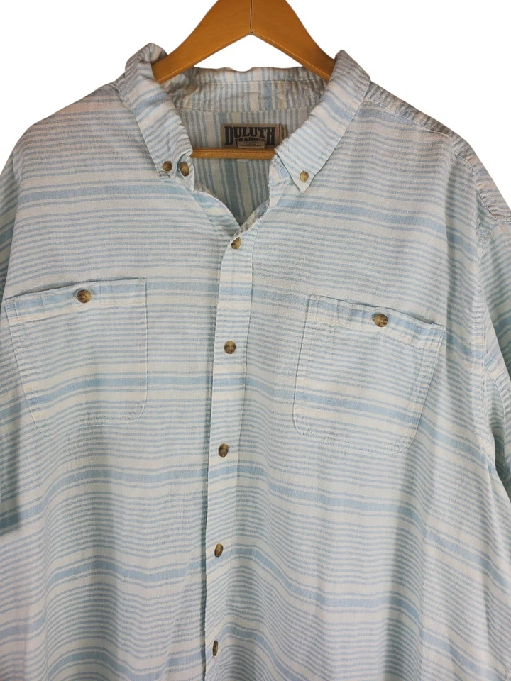 Duluth Trading Co Para Hombres 3XL Azul Rayas Botones Manga Corta Algodón Cáñamo Foto 1 de 4