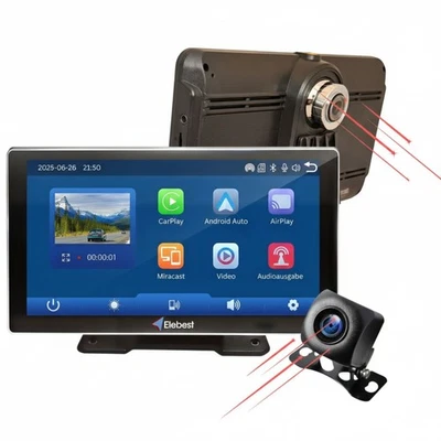 Elebest 1070 – 7" Wireless CarPlay/Android Auto Navi + 1080p Rückkamera - Bild 1 von 4
