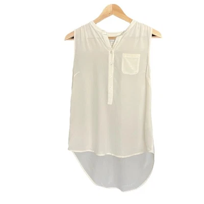 Garnet Hill Blouse Womens Size 00 Cream Sleeveless Silk Shirt Elegant Luxury - Image 1 of 4