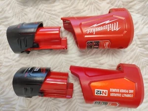 2 - Milwaukee M12 REDLITHIUM 12V 2.0 Ah 24 Wh Lithium-Ion Battery + 2 Chargers - Picture 1 of 4