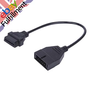 Black 12 Pin OBD1 Male /OBD2 16Pins Female Connector Replacement Adapter - Picture 1 of 9