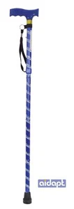 Extendable Plastic Handled Walking Stick Wth Engraved Pattern Blue - Picture 1 of 6