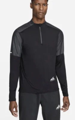 NEW NIKE REPEL MEN’S TOP DRI FIT TRAIL RUNNING LONG SLEEVE 1/2 ZIP DD5708 010 M - Image 1 of 4