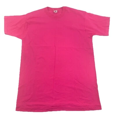 Винтажная футболка 90-х Fruit of the Loom без рисунка розовая размер XL США одинарный шов новая - Изображение 1 из 3