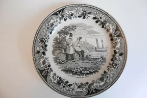 ANCIENNE ASSIETTE CREIL MONTEREAU "MATELOTS NORMAND ET BRETON" XIXème - Imagen 1 de 5
