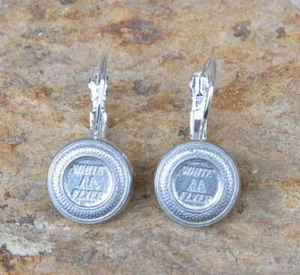 White Flyer Clay Pigeon Target Leverback Earrings Pewter Made USA Trap Shooting - Picture 1 of 5