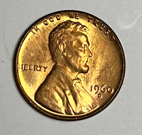 RED BU 1960-D/D RPM #33 Lincoln Wheat Cent, Re-punched Mint Mark, Error MS UNC Cover