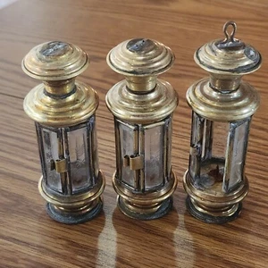 3 x Vintage Lillian Vernon Big John Brass Hurricane Lamp Ornament Metal Glass 4” - Picture 1 of 3