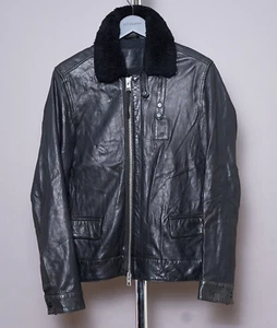 ALL SAINTS Leather Jacket Medium Mens Black Biker Bomber Punk Grail Lawson M - Picture 1 of 24