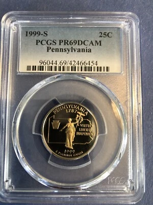 1999-S STATE QUARTER PCGS PR69DCAM-PENNSYLVANIA KM#294 - Image 1 of 2
