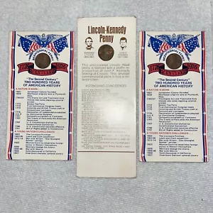 Lot of 3 Collector Coins Lincoln-Kennedy Penny & 2Bicentennial Penny on placards - Picture 1 of 5