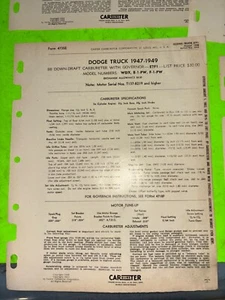 Dodge truck, Carter carburetor bulletin, 1947/49. Item: 26879 - Picture 1 of 1