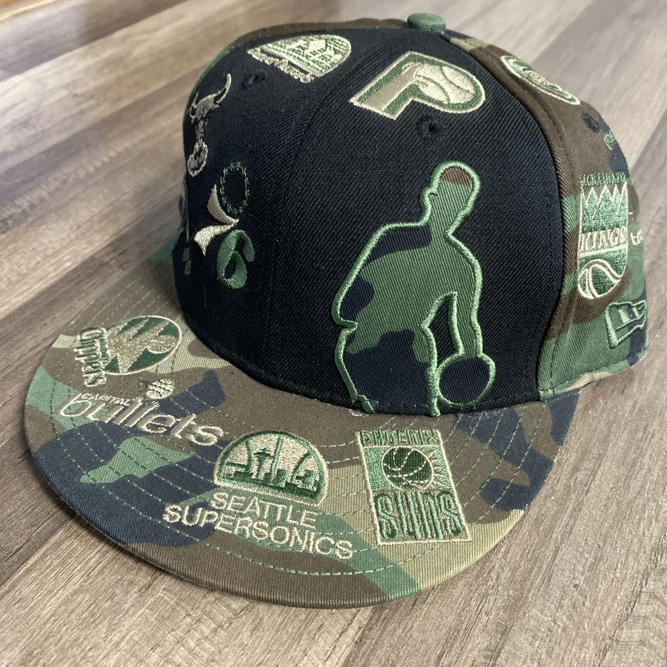 Sombrero ajustado vintage Y2k New Era parches NBA camuflaje 7 1/4 Foto 1 de 4