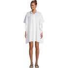 NEW Lands End Women's Cotton Poplin Caftan Tunic Shirt Dress Kaftan White size S