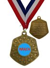 March Award 66mm Abril Gold Medal & Ribbon Engraved Free