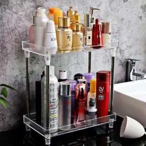 2-Tier Storage Shelves, Multifunctionl Vanity Makeup Organizers, Clear Displa... - Picture 1 of 5