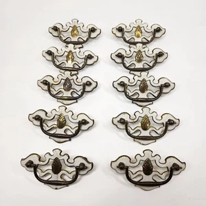 Bassett Drop Bail 1960s Drawer Pulls Brass White Pinnapples 3" CTC Set Of 10 - Picture 1 of 8