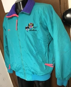 Vtg Columbia Teal & Pink HOT AIR BALLOON Lined Zip Jacket Mens L Large Steamboat - Picture 1 of 15