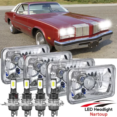 4PCS 4x6" LED Headlights Hi/Lo Beam For Oldsmobile Cutlass Supreme 1976-1988 DRL - Image 1 of 4