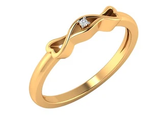 0.01Cts Real White Diamond 14k Yellow Gold Wedding Engagement Ring size 6 - Picture 1 of 6