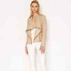 Lamarque Beige Leather Mira Moto Jacket Small S