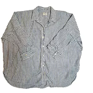 AMERICAN EAGLE Go Big OVERSIZED XL Button Down Hemd blau weiß gestreift Leinen - Bild 1 von 11