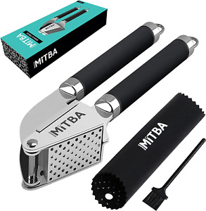 Mitba Garlic Press Set- Professional Stainless Steel Mincer, User Friendly with 