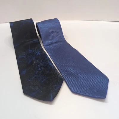 Juego de 2 corbatas para hombre vintage FUBU The Collection mezcla de seda importadas azul años 90 Foto 1 de 4
