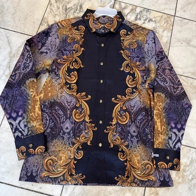 NWT PRESTIGE Men’s Long Sleeve Multi Color Designer Print Shirt Sz. 3XL - Image 1 of 4