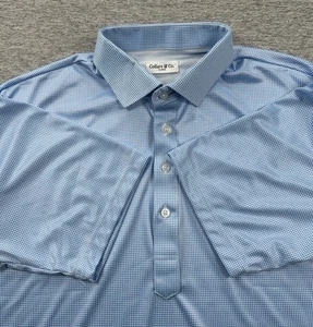 Collars & Co Dress Collar Polo Shirt Mens XL Blue Houndstooth Work Office - Picture 1 of 7