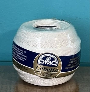 DMC Cebelia Crochet 100% Cotton Size 30 Color Blanc 50 Gram Ball NOS A-21 - Picture 1 of 5