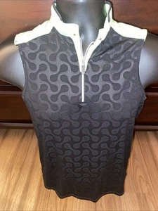 Camisa Top de Golf Jamie Sadock Verde y Negra Sin Mangas Abstracta 1/4 Cremallera Talla Pequeña - Imagen 1 de 7