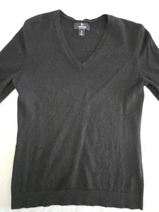 Lands' End Sweater Black Cashmere Long Sleeve Pullover V-neck Women's S 6-8 - Picture 1 of 15