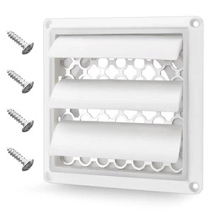4" Louvered Dryer Vent Cover by Beaquicy - Outdoor White Exhaust Cap with Alu... - Picture 1 of 7