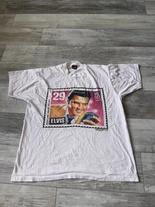 Camiseta vintage 1992 Elvis Presley Stamp USPS blanca para hombre talla XL hecha en EE. UU. - Imagen 1 de 11