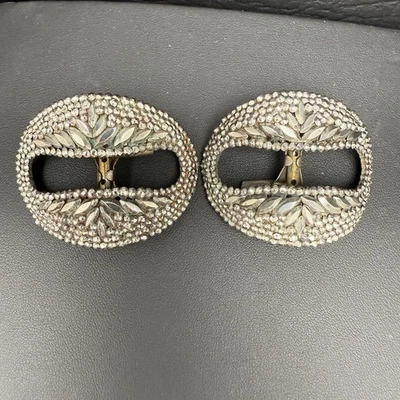 Antique French Cut Steel Pair of Shoe Buckles Victorian Edwardian Unique Design - Image 1 of 4