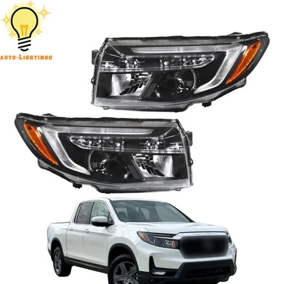 For Honda Passport/Ridgeline 2022-25 w/7-Pin Plug Headlight w/LED DRL Black Pair Foto 1 de 4