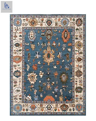 Oushak Grey/Cream hand-knotted Pandav rugs for living room - Image 1 of 4