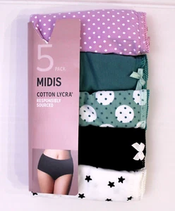 Ex M & S Ladies 5 Pack Supersoft Cotton Lycra Midis Briefs Knickers Siz 12 to 20 - Picture 1 of 13