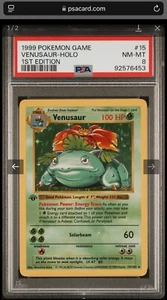 Venusaur 1st Edition 15/102 PSA 8 NM Pokemon English Base Set Verified Authentic - Picture 1 of 2