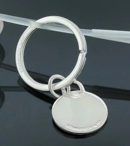 Tiffany & Co. Engravable Round Tag Key Chain Ring Holder 925 Sterling Silver  - Picture 1 of 5