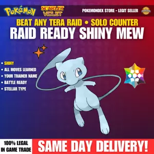 ✨ SHINY MEW ⭐️ BEAT ANY TERA RAID ⭐️ 6IV STELLAR - Pokemon Scarlet And Violet - Bild 1 von 8