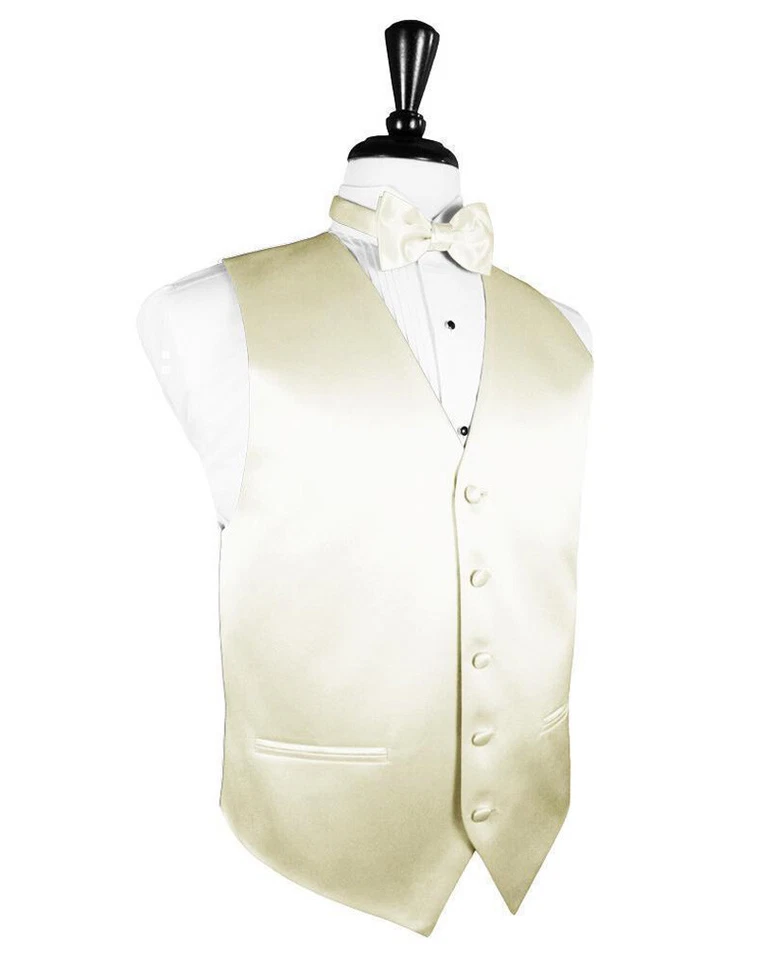 Luxury Satin Tuxedo Vest and Bow Tie in Shades of Grey, Black, Ivory and White - Image 1 of 1
